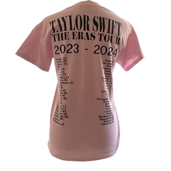 Taylor Swift The Eras Tour Pink T-Shirt Size Small Graphic Front and Back - Picture 2 of 8
